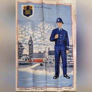 Vintage Westminster London Policeman Bobby Tea Towel Ulster Irish Linen NWOT